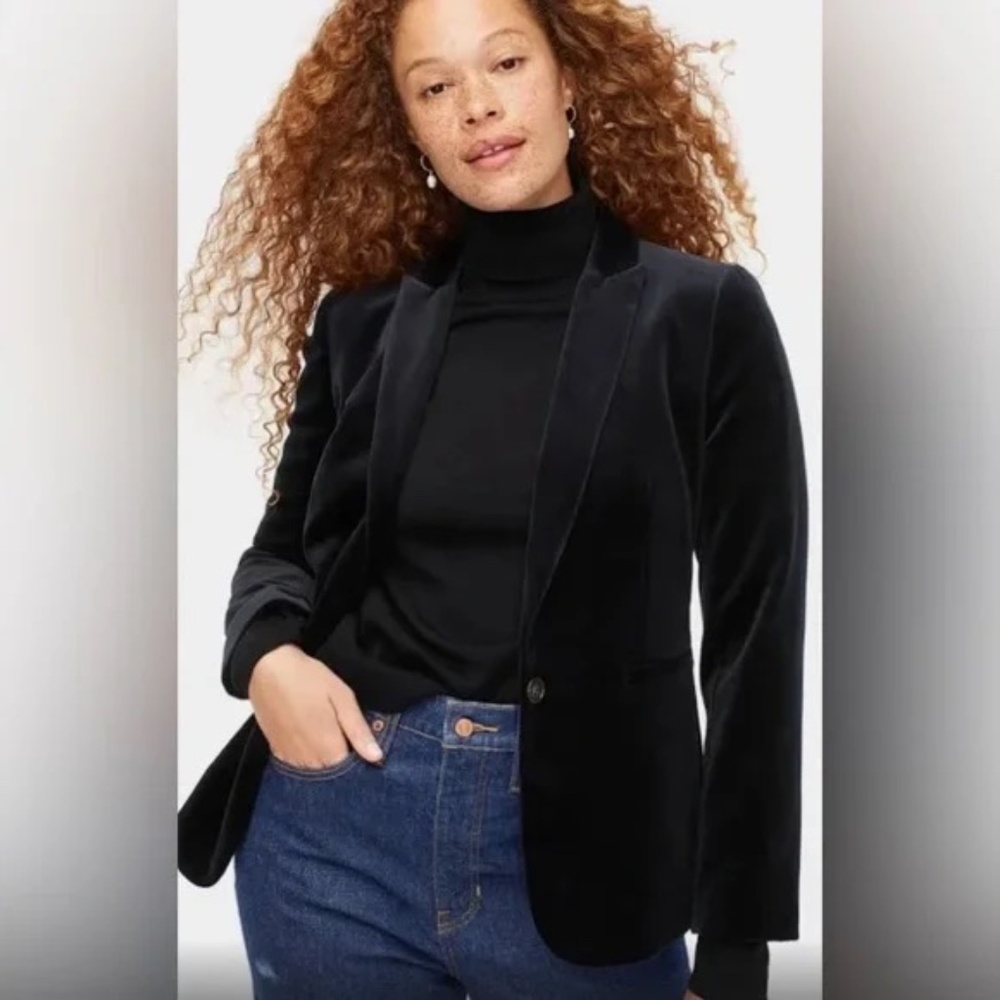 NWT J.Crew Parke Velvet Blazer Black Size 18
